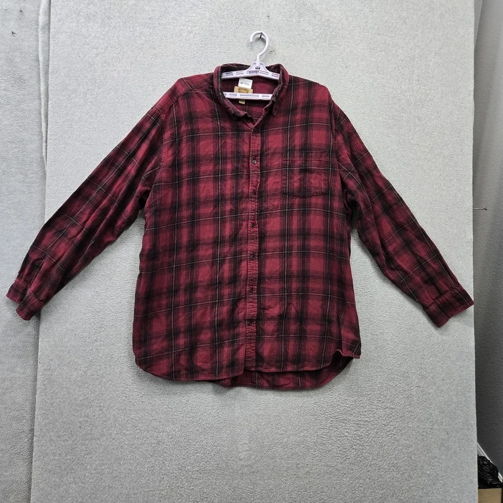The Foundry Supply Co. Men Button Up Shirt 3XLT Red Plaid Flannel Shirt